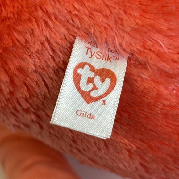 Ty Beanie Boo Gilda Pink Flamingo, Large Blue Eyes, TySilk Pink, 24"‎ Tall Baby - Picture 10 of 16